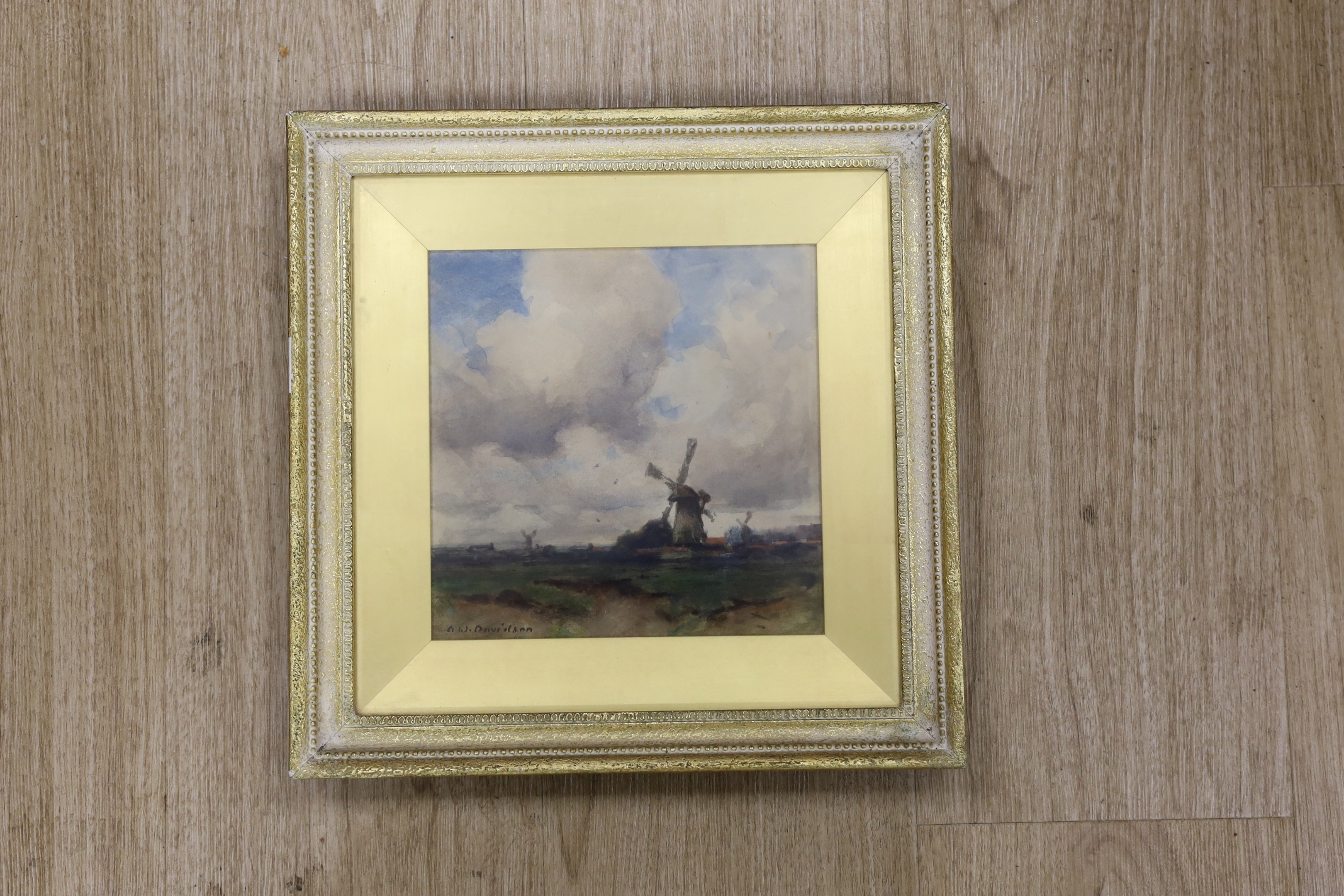 A. W. Davidson (fl.1901-1921), watercolour, 'A Breezy Day', signed, 18 x 19cm